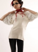 White fussy sleeve top